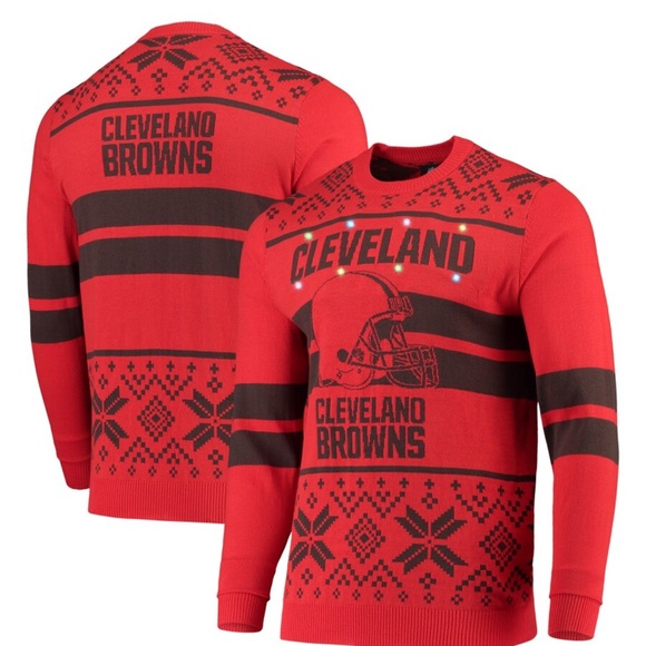 NFL Other - Men's NFL Orange/Brown Cleveland Browns Light Up Game Day Winter Sweater Large